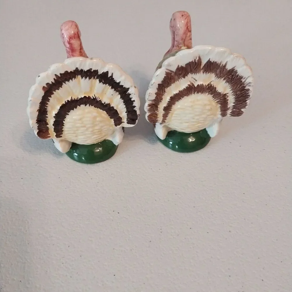 Vintage Brinn's Turkey Ceramic Set Butter Dish Gravy Boat S&P Candleholders